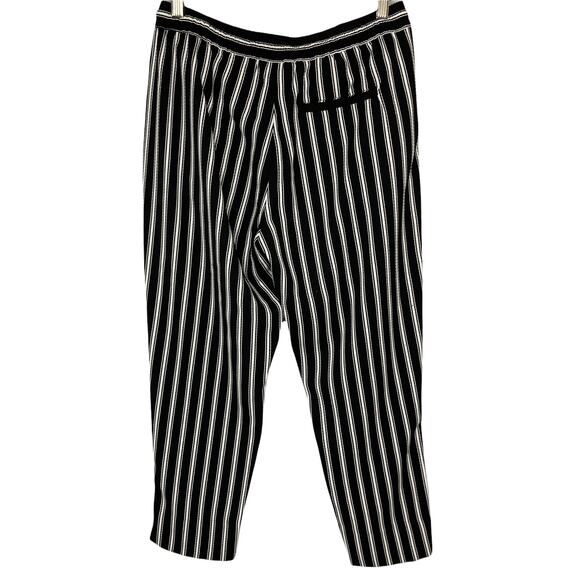 H&M Black and White Striped Cropped Tapered Trouser Pants Size 10 - Picture 2 of 12